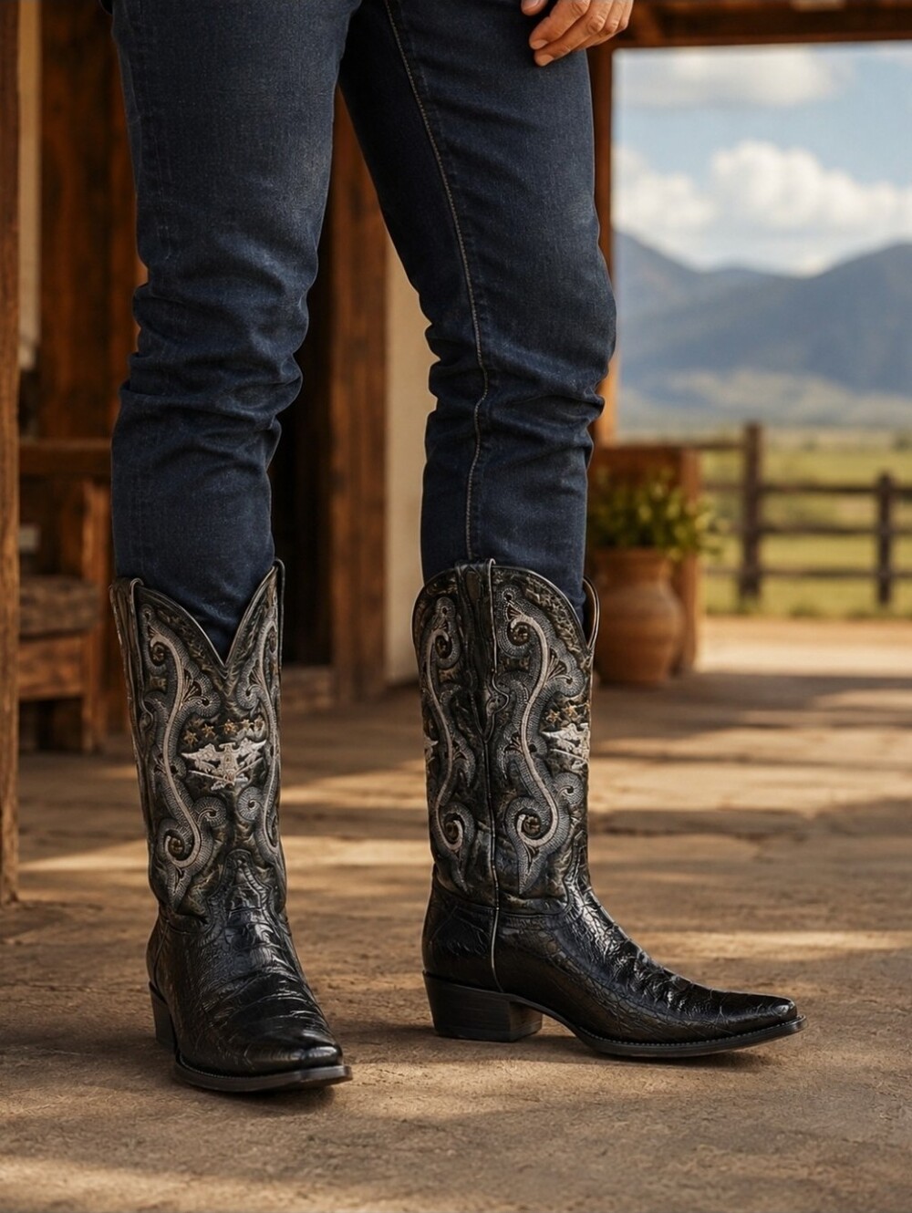 EL General 1901 Genuine Ostrich Leg Cowboy Boots